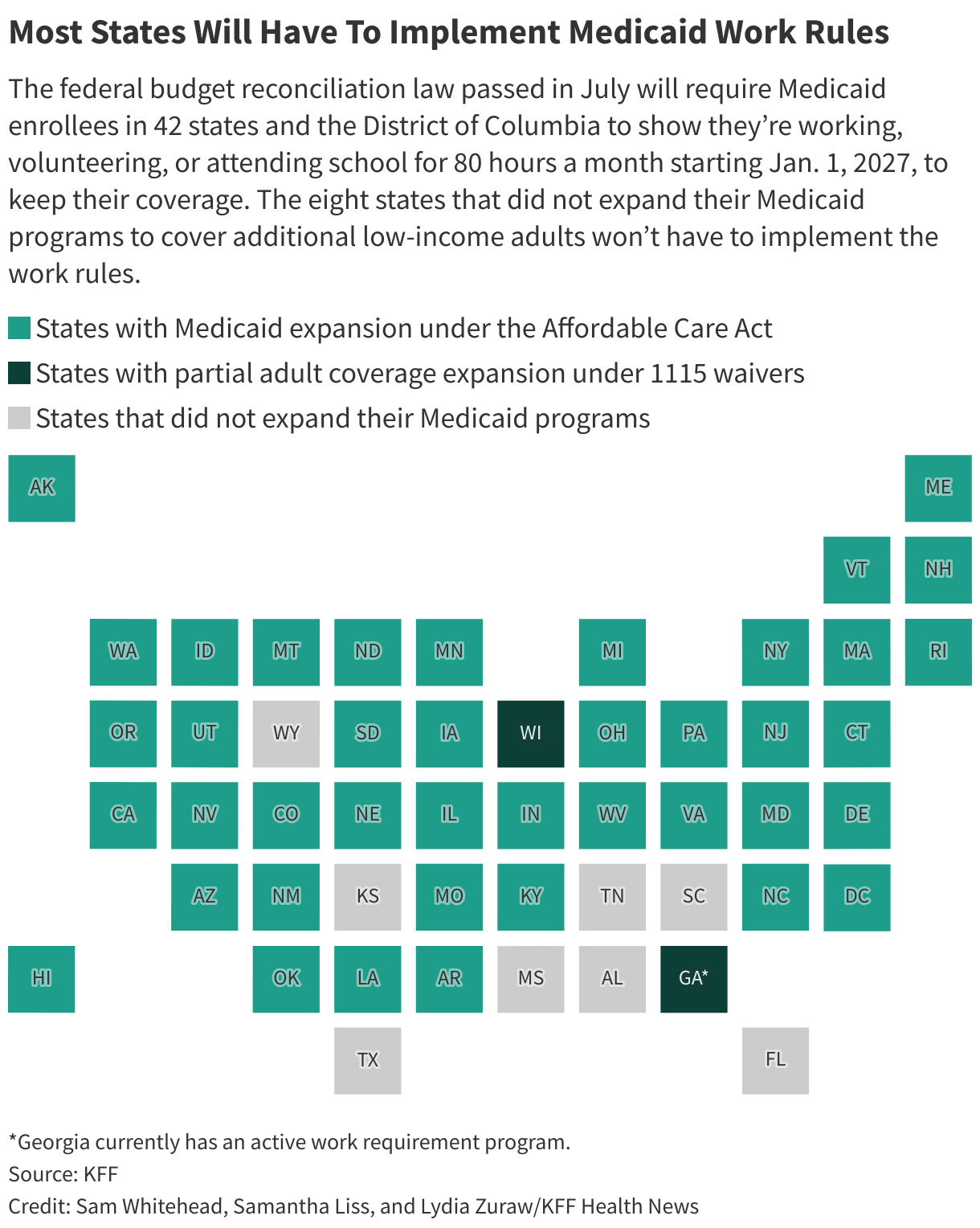 full-3 Most States Will Have To Implement Medicaid Work Rules (Choropleth map)