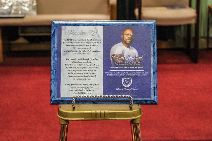 A memorial plaque of Lloyd Gilmore.