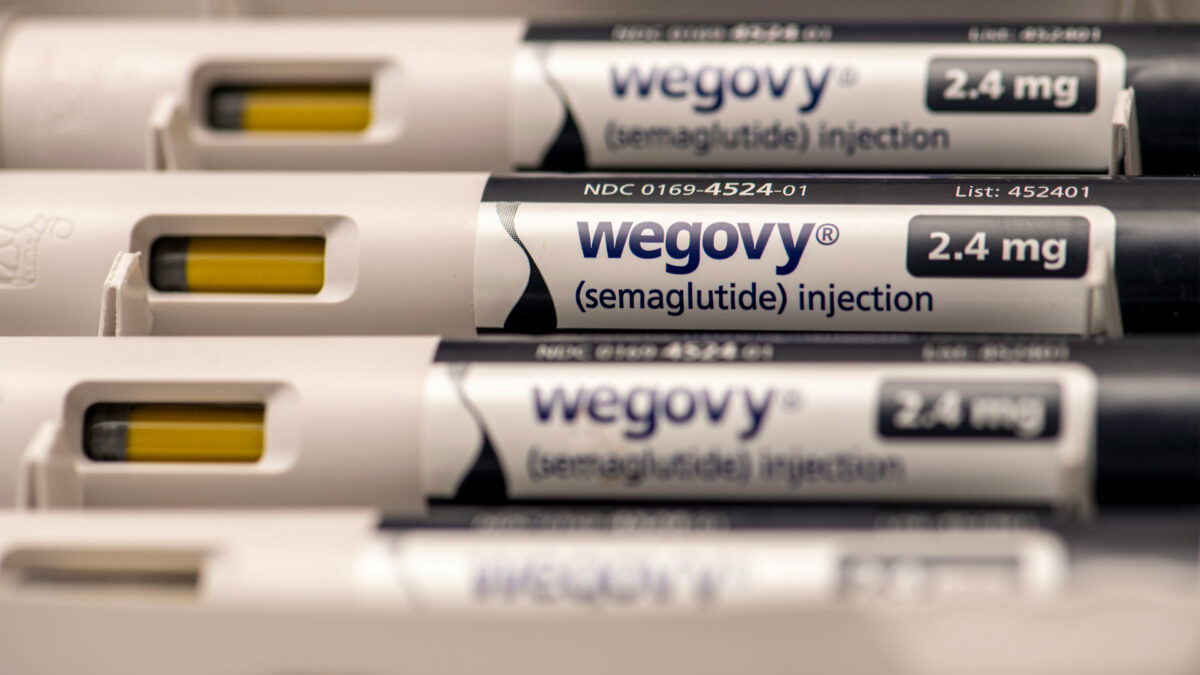 A photo of several Wegovy injectable pens arranged in a row.