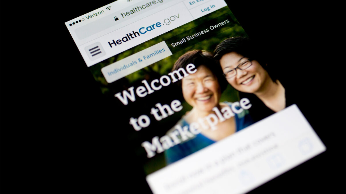 A photo of the HealthCare.gov website pulled up on an iPhone.