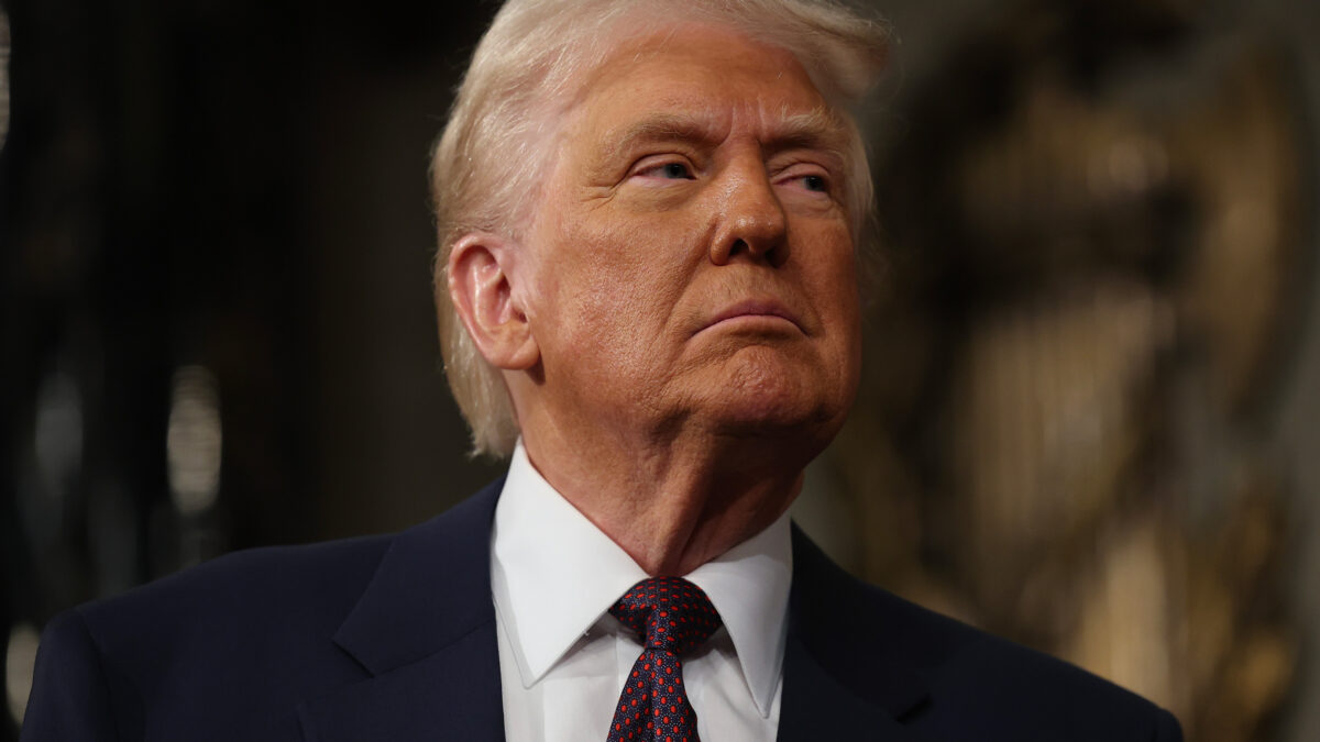 A photo of President Trump standing inside the U.S. Capitol.